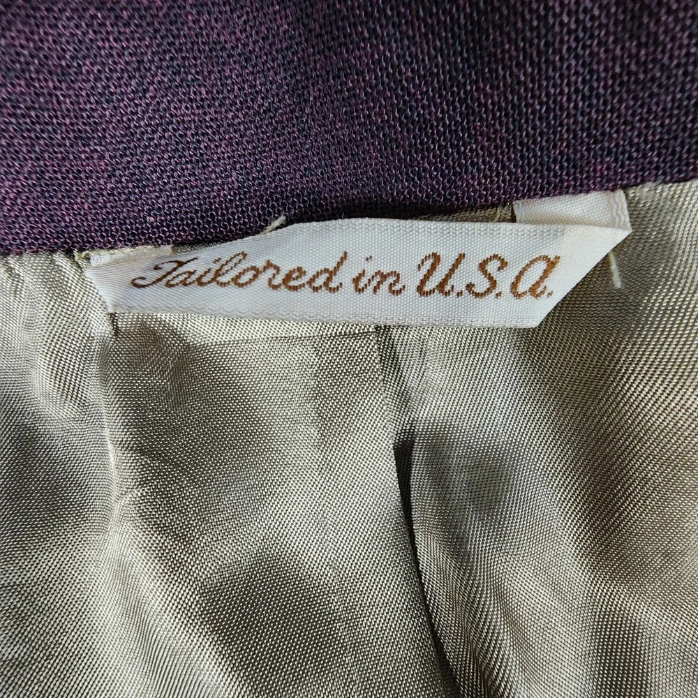 VTG Stafford‎ USA 44S Purple Hopsack Gold Button Men's Blazer Jacket Sport Coat